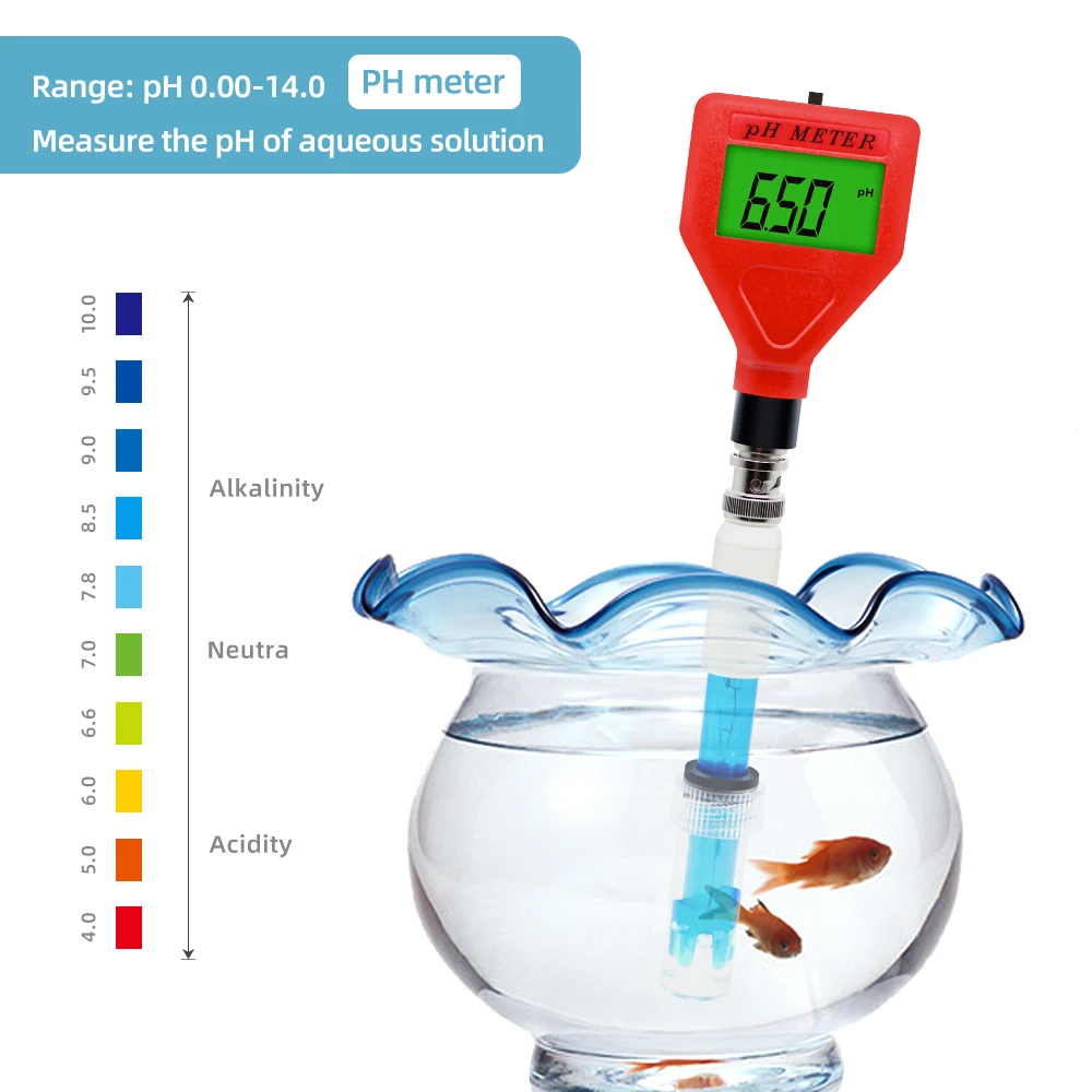 

Multipurpose pH Meter LCD Acidity Meter With Backlight Replaceable Electrode Aquarium Hydroponics Spas Swimming Pools PH-98201B