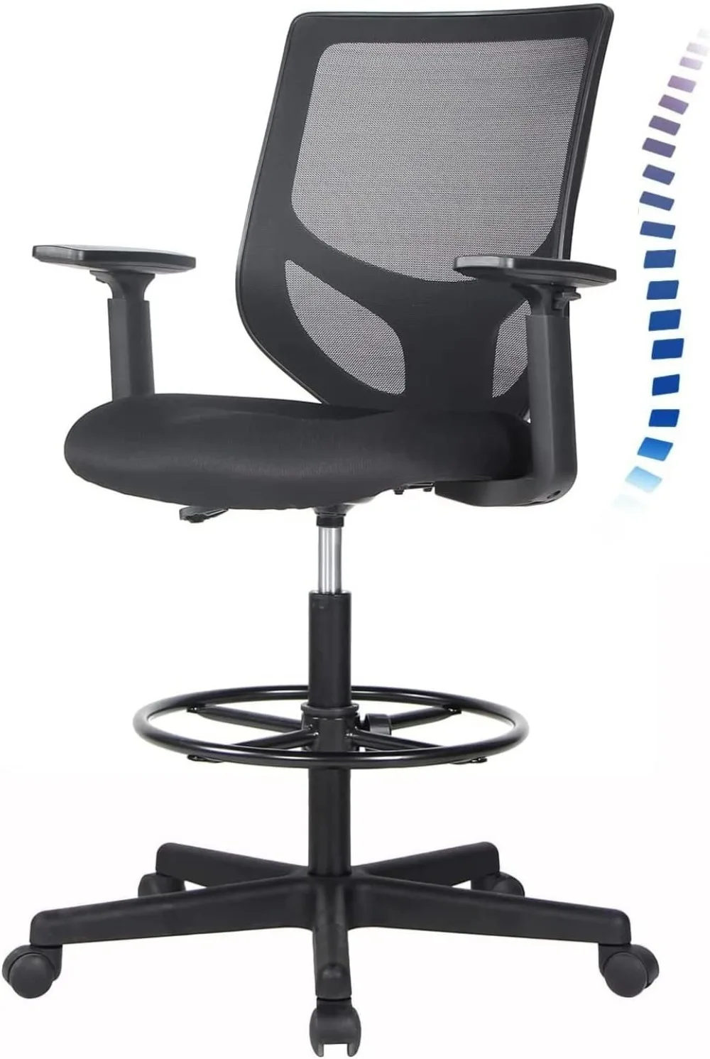 

Tall Office Chair, High Adjustable Standing Desk Chair, Ergonomic Mesh Computer Task with Adjustable Armrests and Foot-Ring