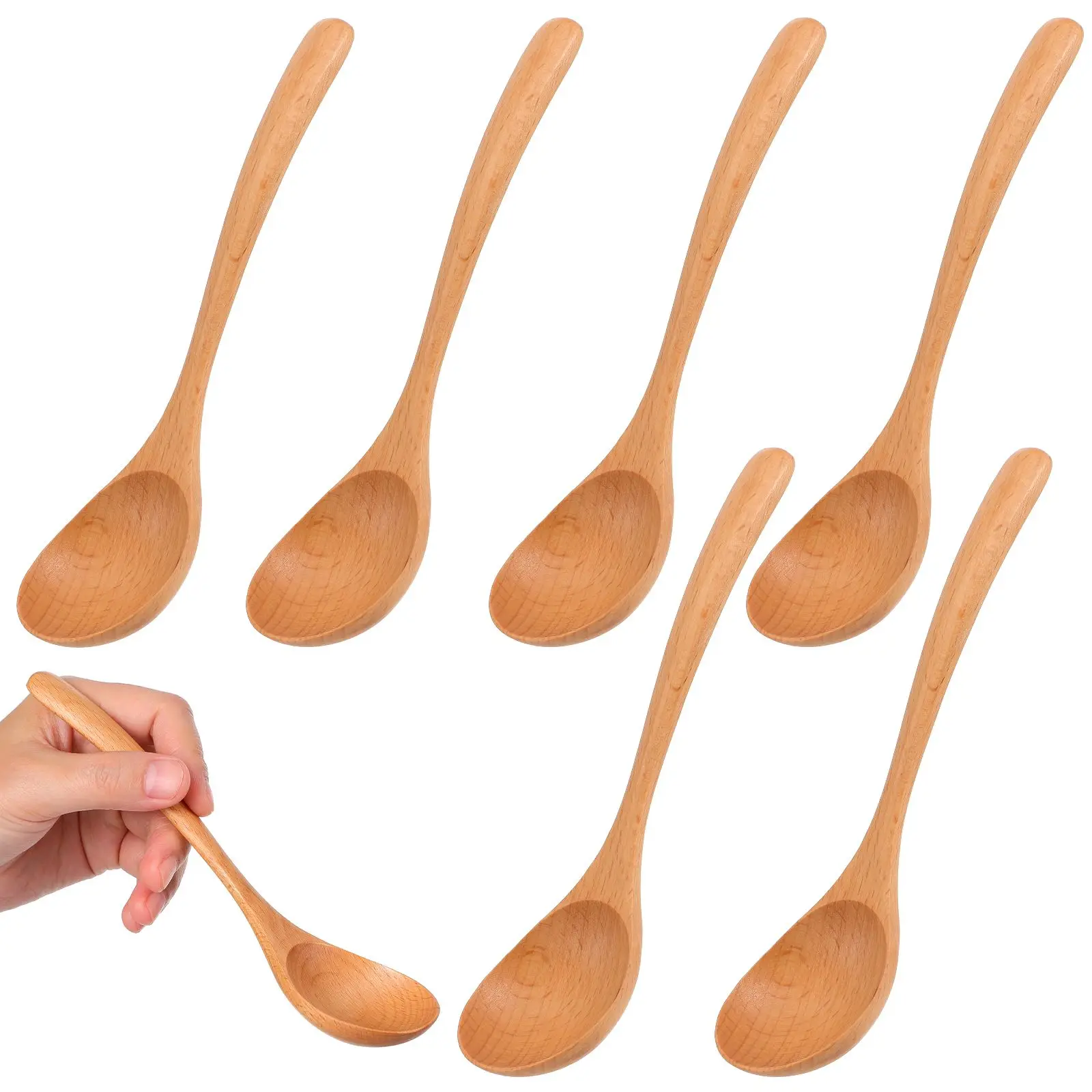 

Wooden Tea Spoon Long Handle Coffee Spoons Honey Stirrers Cooking Utensils Kitchen Big