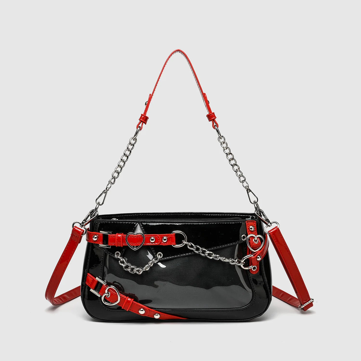 New Y2K Subculture Spicy Girl Single Shoulder Small Appetite Pain Bag Purple Chain Handheld Underarm Bag Premium