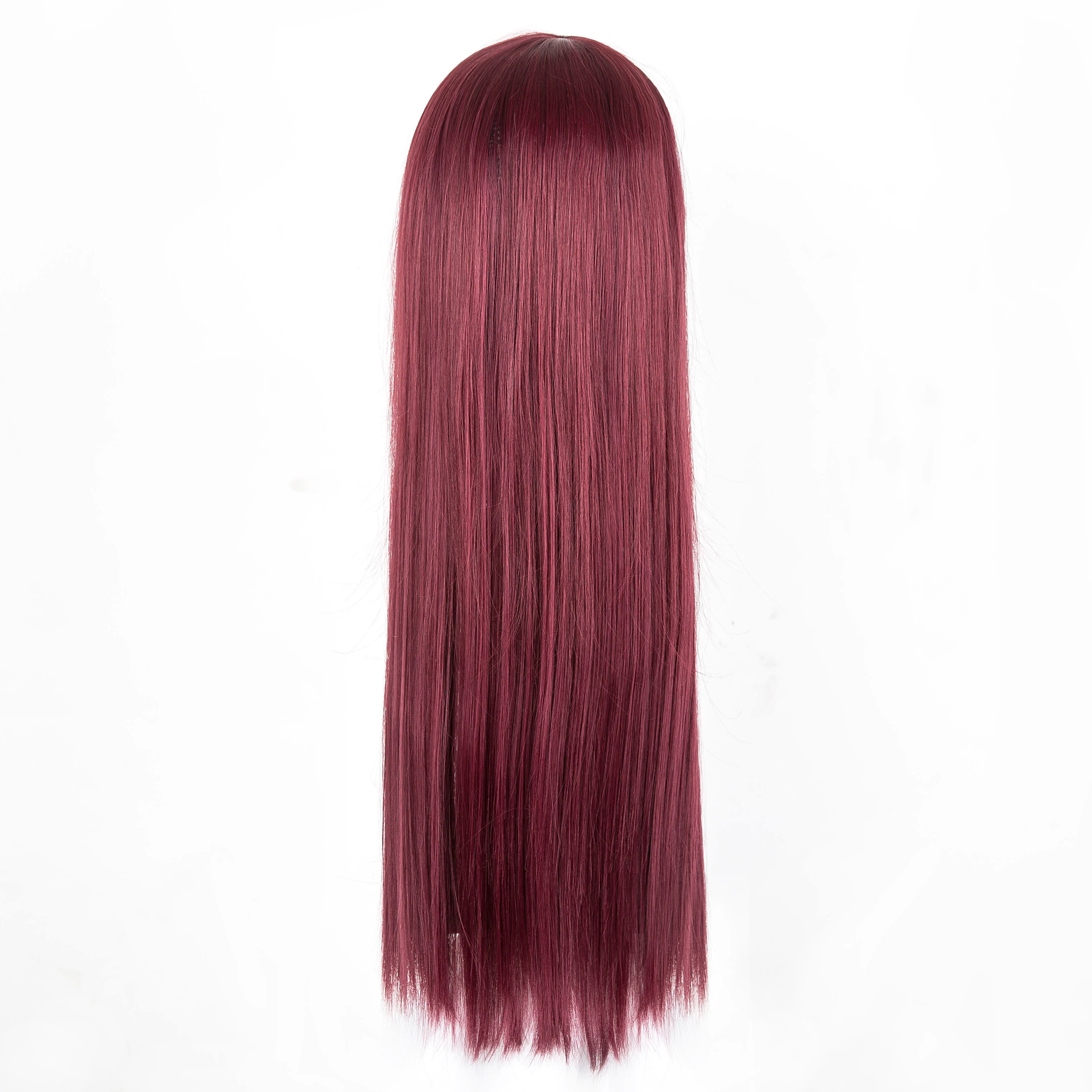 Czarne włosy syntetyczne włókno termoodporne prosto Hairpiece środkowa część kostium Cos-play Perruque Party Salon kobiet Hairsets — zdjęcie 6