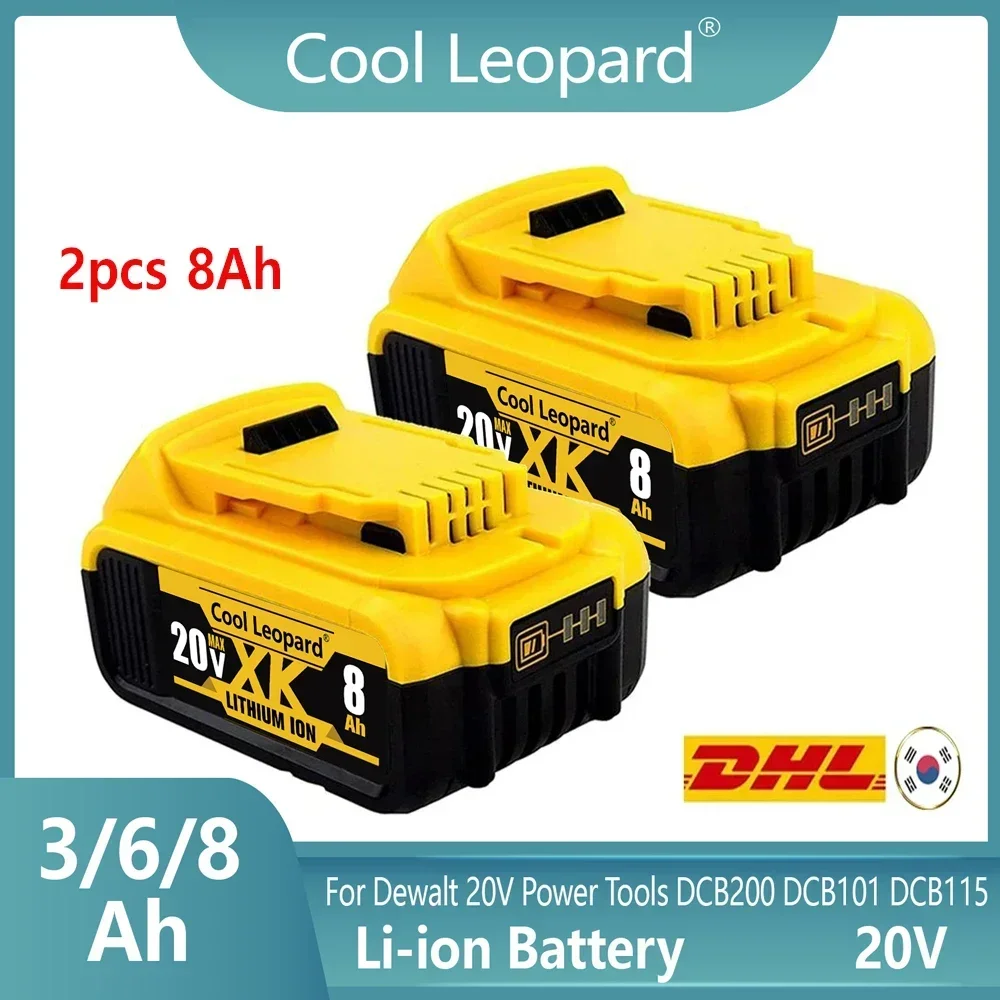 DCB200 20V 8000mAh Lithium Ion Replacement Battery,For Dewalt 18V DCB184 DCB200 DCB182 DCB181 DCB201 DCB206 18650 Battery