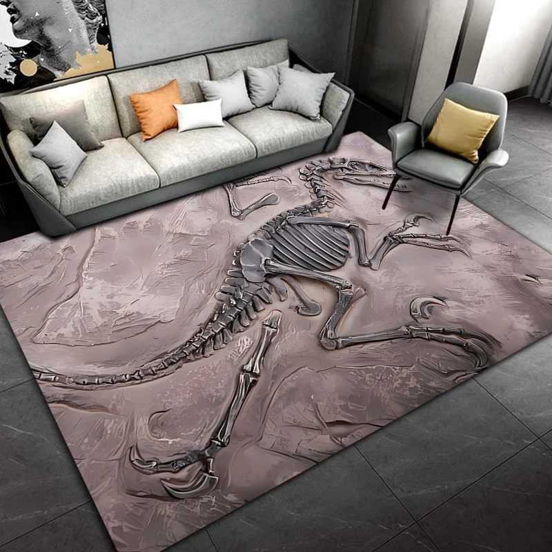 3D Dinosaur Fossil Art Rug Living Room Non-slip Carpet Home Decoration Children's Bedroom Floor Mat Hallway Balcony Door Mat