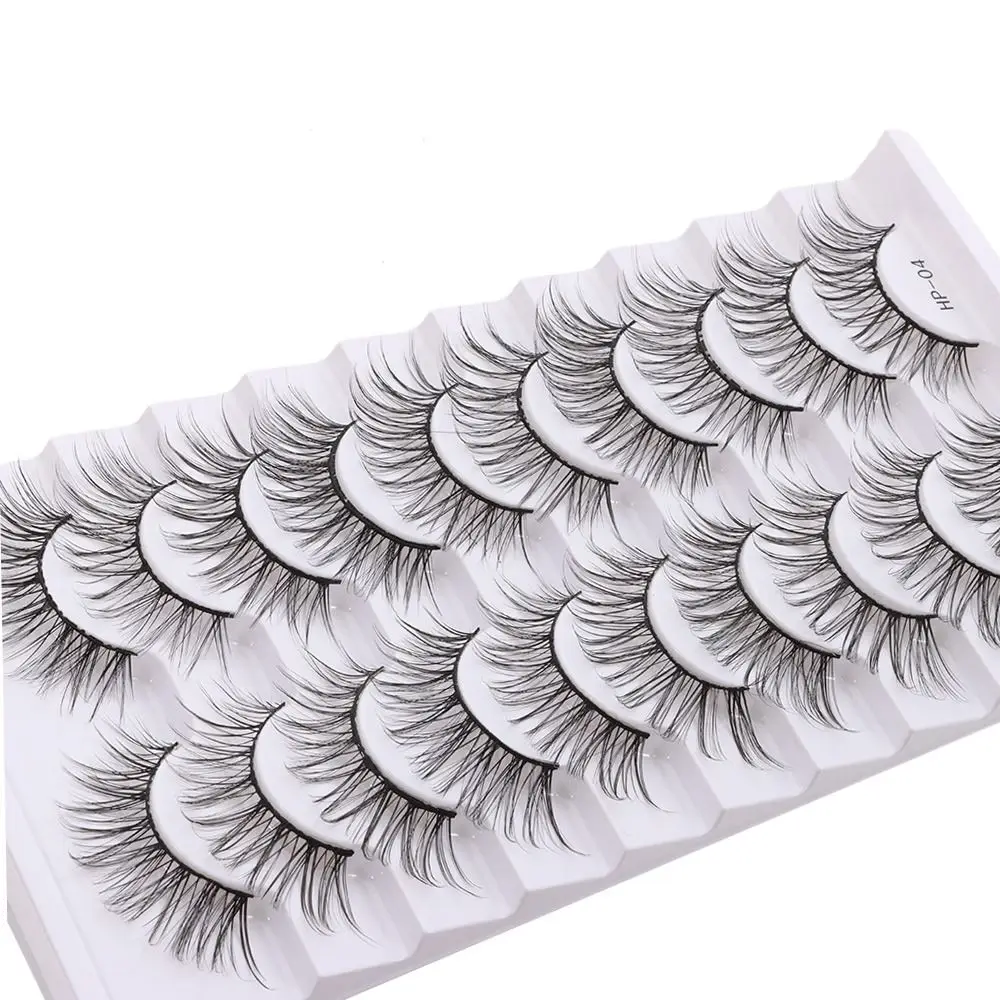 10 أزواج من الرموش الصناعية الطويلة الطبيعية للنساء من الجمال الأسود رقيق مانغا جلدة ناعمة متقاطعة رموش اصطناعية رمش تمديد #5