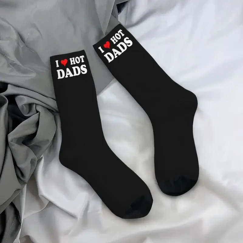 Cute Men Women Male I Love Hot papà Dress Socks Unisex I Heart Hot papà Hip Hop Happy Crew Socks calzini sportivi da corsa antiscivolo