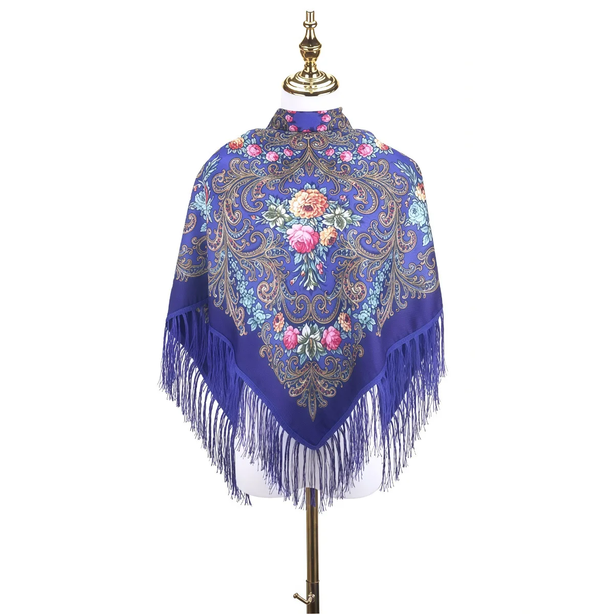 Russian Poncho printed tassel shawl autumn winter women's warm tassel ethnic style square scarf  going out cape 110*110CM P2