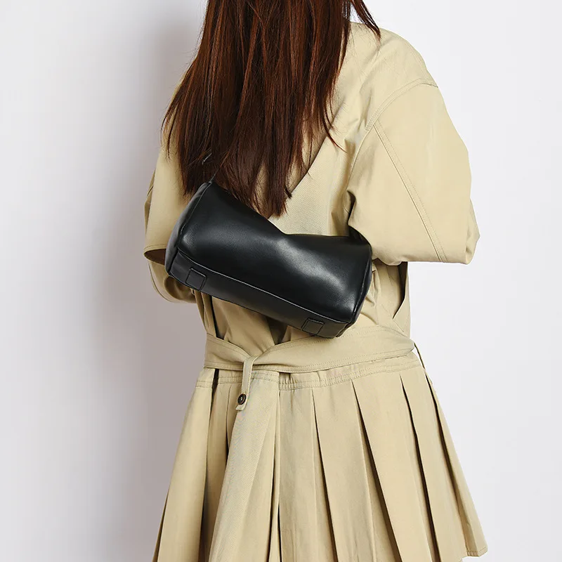 Split Leather 90s Pen Bag 2026 New Luxury Design Soft Cowhide Mini One-shoulder Crossbody Bag Suede Fashion Ladies Handbag