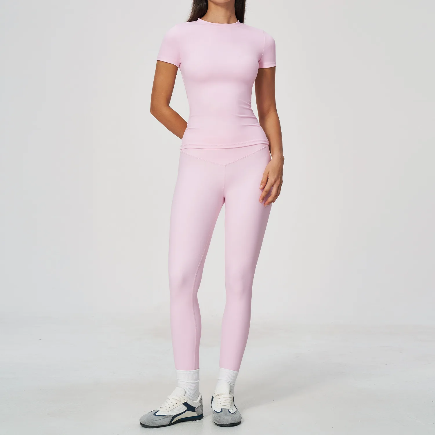 2 Pieces Yoga Suit Women's Tracksuit Running Workout Sports Set Short Sleeve Crop Top Outdoor Wear Yoga Clothing Women Gym Suits