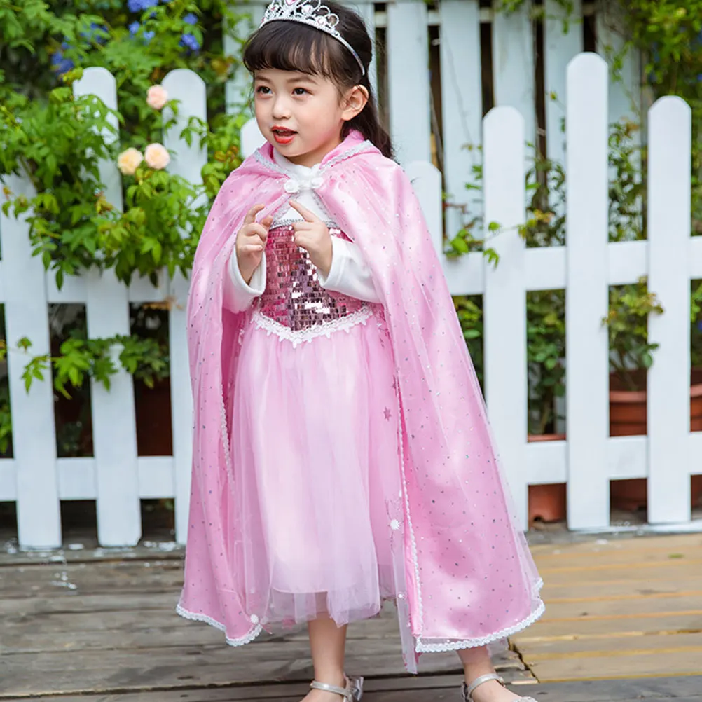 

Kid Girl Princess Cape Autumn Winter Cloak Children Dress Shawl Bath Swim Warm Cotton Hooded Towel For 3-12 Years Soft