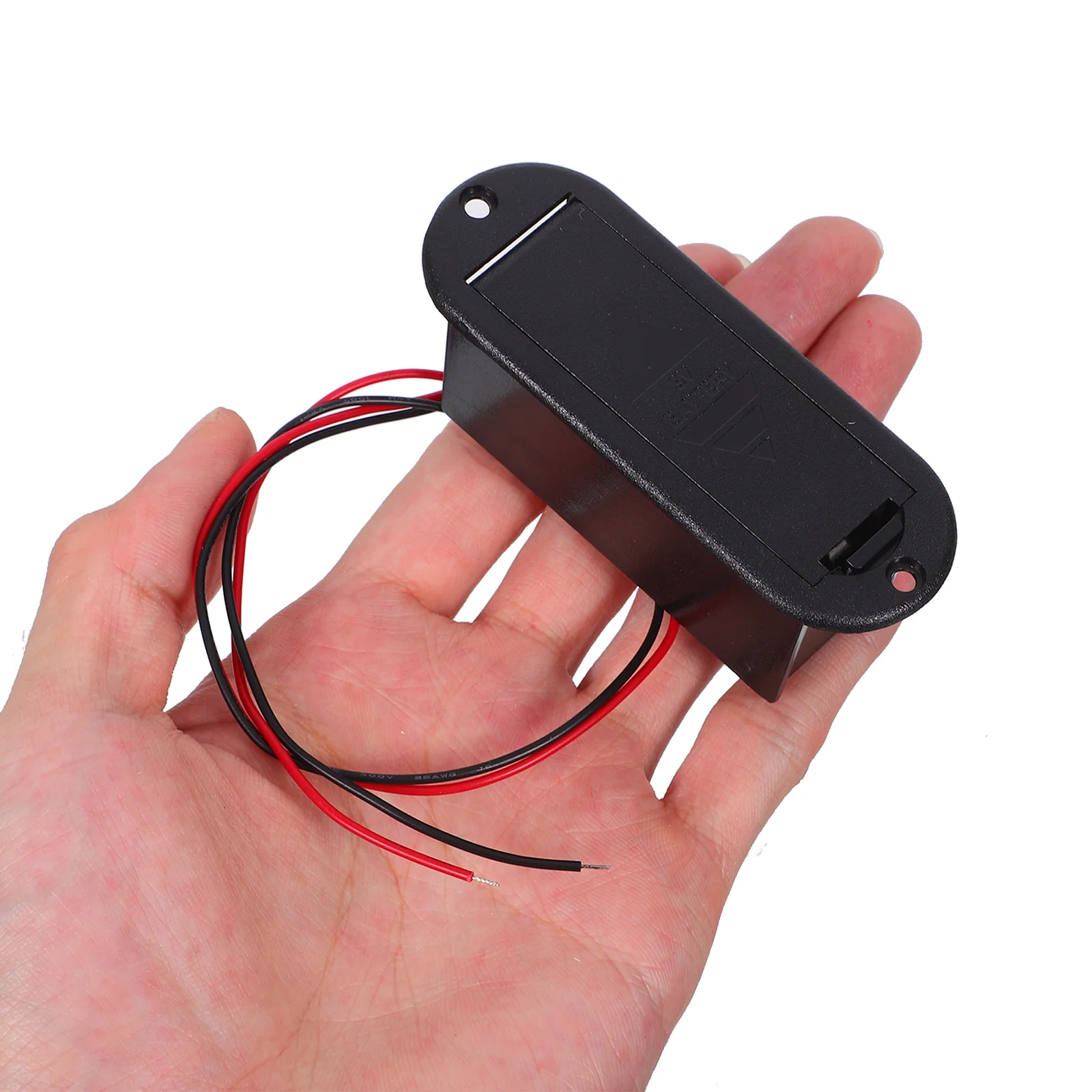 

Box 9V Holder Case for Active Guitar Bass Pickup Professional Mounting with Cable Black 9V Bass