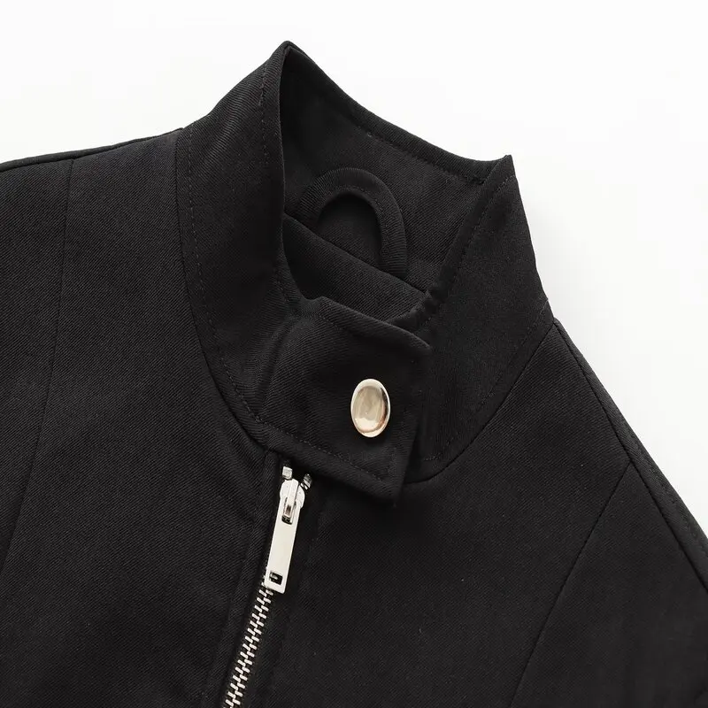 2024 Herfst Nieuwe Vrouwen Faion Slim Fit F Hoge Kraag Lange Sve Ort Jaet Veelzijdige Bovenkleding Ele Casual Sle