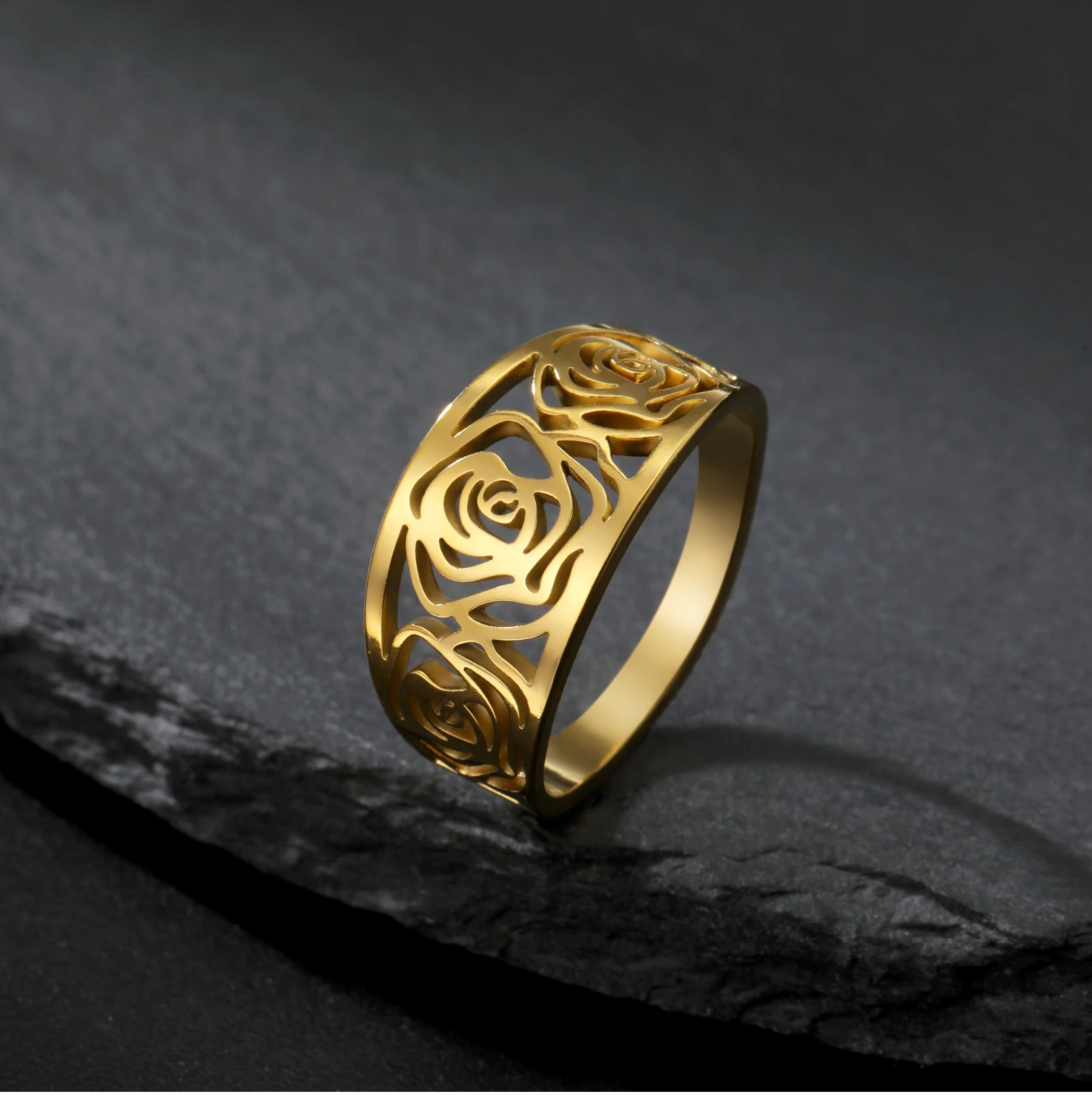 2026 Neuerscheinung Rose Damenringe Retro Edelstahl Goldfarben Täglicher Schmuck Sexy Accessoires für Frauen – Detail 8