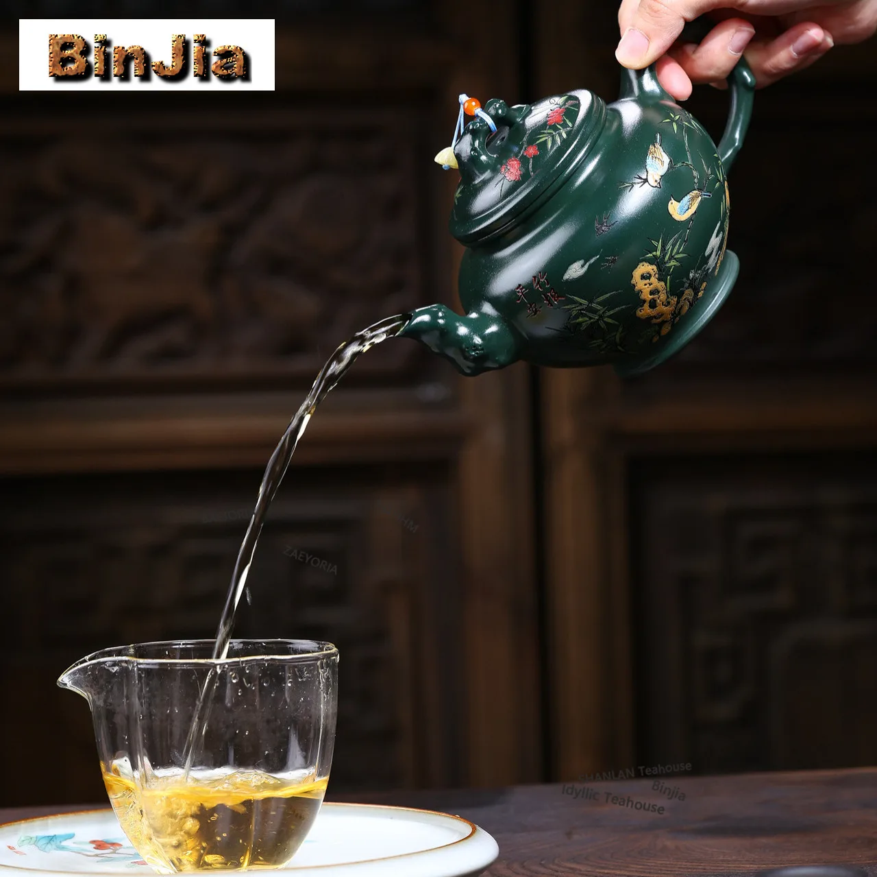 BAEJORIA 470ml Aesthetic Yixing Purple Clay Teapots Handmade Spring Pot Raw Ore Green Mud Kettle With Infuser Zisha Tea Set Gift