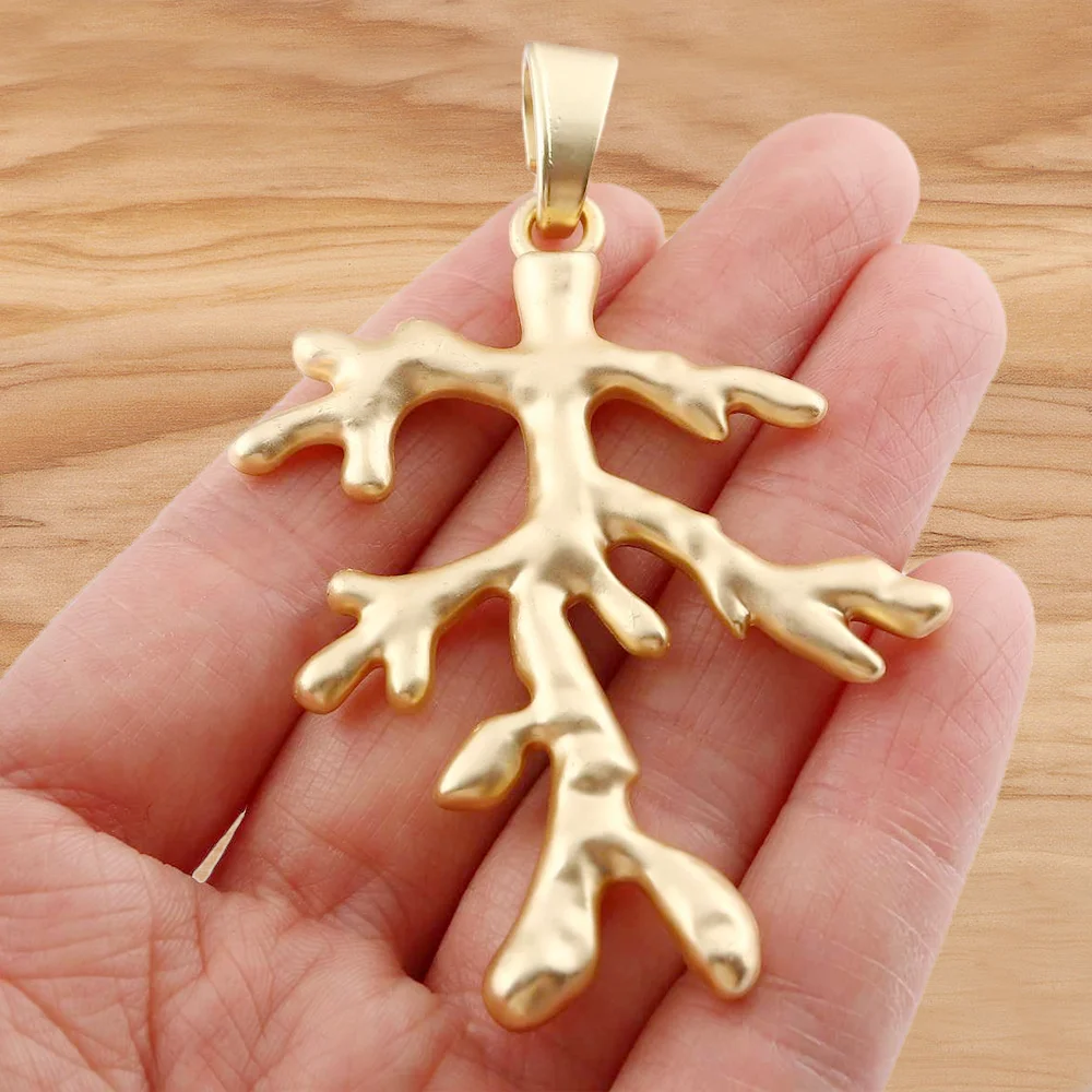 

1 Piece Matte Gold Color Large Branch Leaf Charms Pendants DIY for Necklace Jewelry Making Findings Accessories