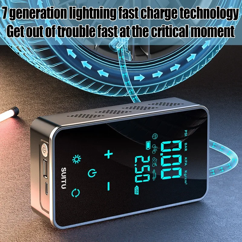Car Air Compressor Mini Wired/Wireless Digital Touch Large Screen Electric 150PSI Air Pump Inflator For Car Motorcycle Bike