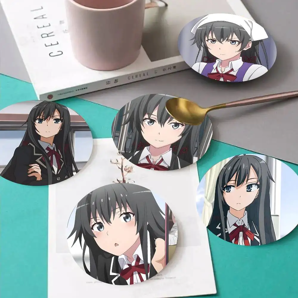 1pc Yukino Yukinoshita Anime Characters Wooden Coaster Colour Printing Cup Mat Home Desk Decoration Gifts