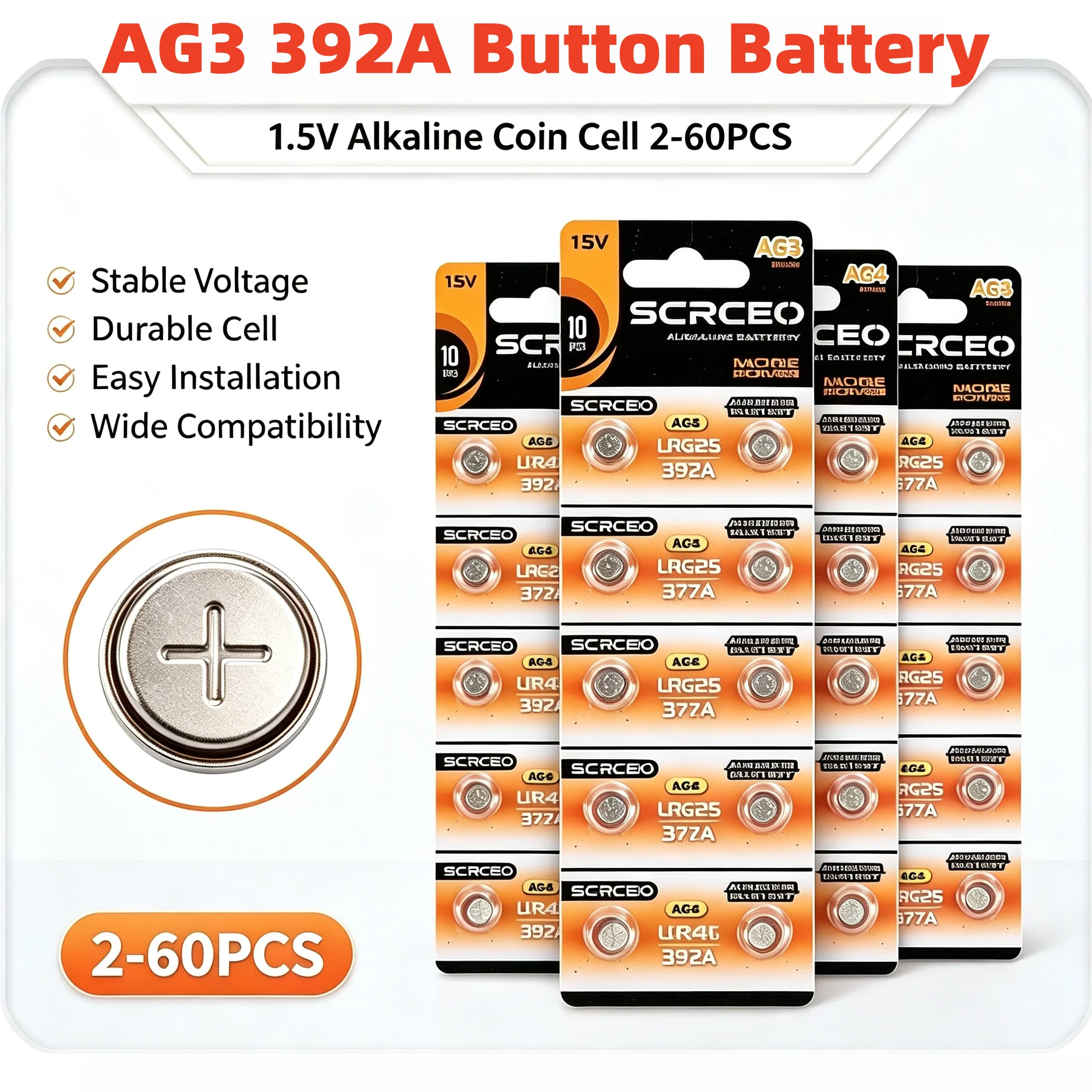 LR41 AG3 Button Battery 2-60PCS SR41 384 392 L736f L736c 1.5V Alkailine Batteries For Bow Sight Light Watch Thermometer
