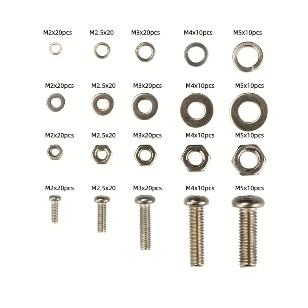 320 Piece Stainless Steel Screws and Nuts Set, Snap-in Nuts, M2 to M5 - Ideal for DIY, Repair, and Industrial Applications