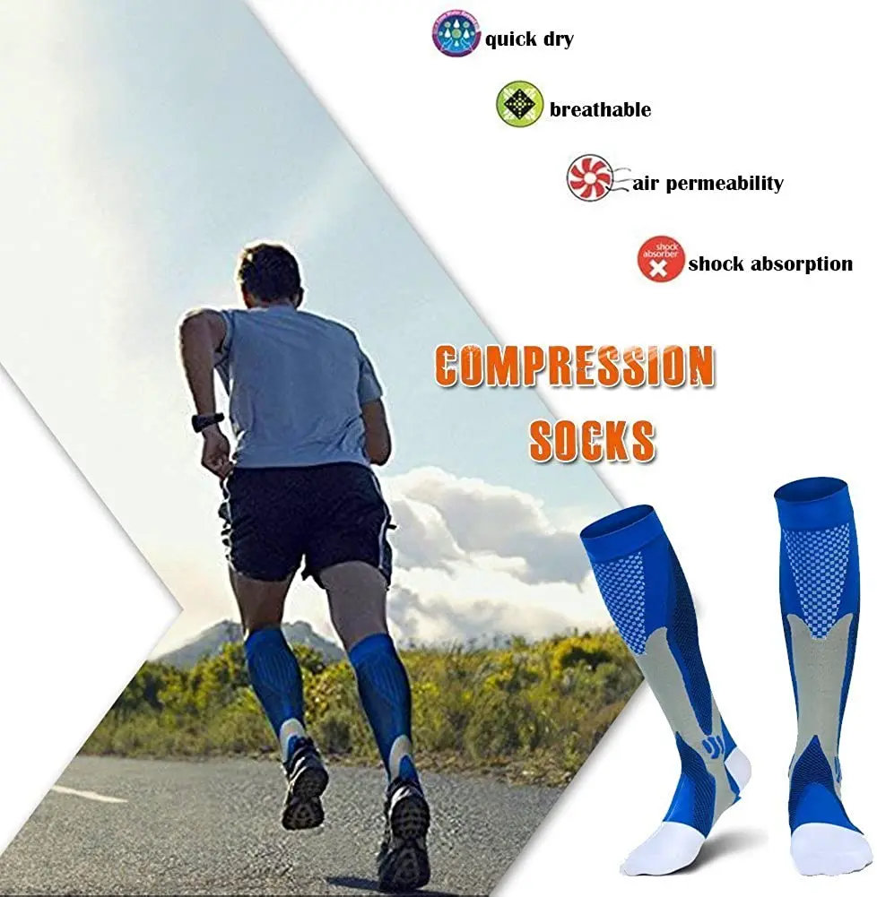 Homens meias de compressão meias de esporte de golfe meias de enfermagem médica evitar varicosas meias náilon fitness esporte futebol