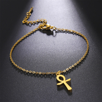 Cazador Stainless Steel Egyptian Cross Charm Egypt Ankh Life Chain Bracelet for Women Bracelets on Hand Jewelry Gift Wholesale