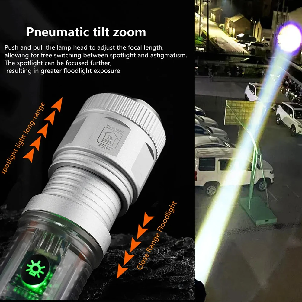 Solar Rechargeable USB Lantern Powerful LED Flashlight Strong Focused Long Range Torch Outdoor Emergency Warning Light Lamp