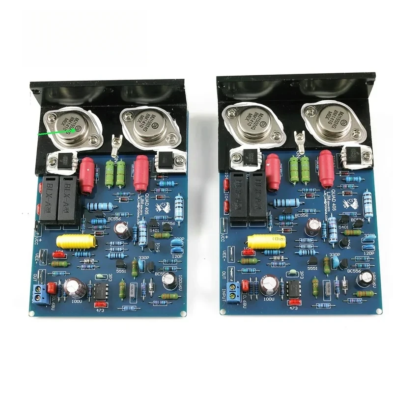 2pcs QUAD405 클론 오디오 전력 증폭기 보드 MJ15024 100W * 2 스테레오 오디오 증폭기 DIY 키트 각도 알루미늄 T006으로 조립