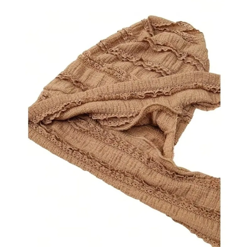 Adjustable Women Turban Hats Polyester Soft Stretch Solid Color Crinkle Hijabs Pleated Unicolor Wrinkle Headscarf Modest