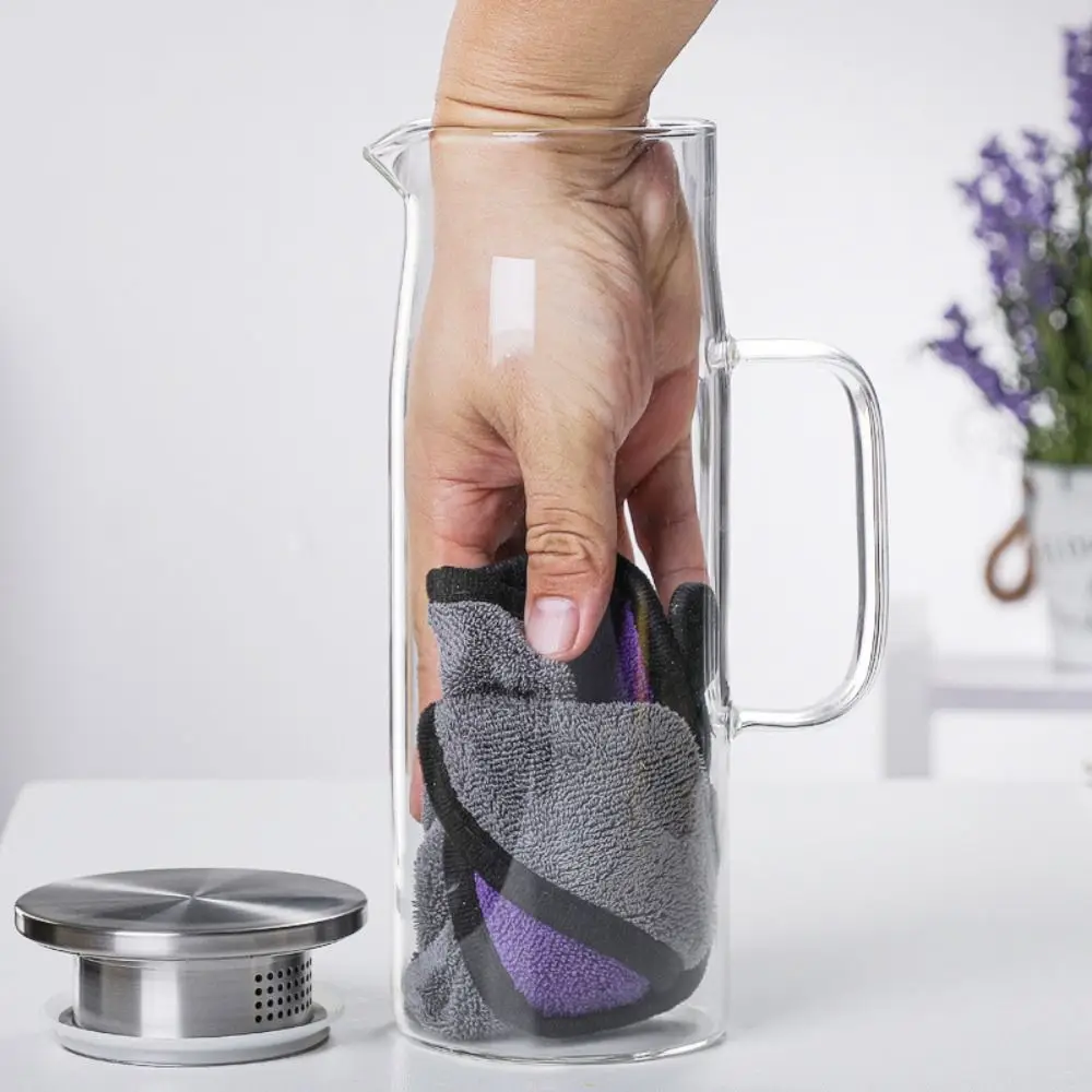 

Minimalist 1.5L Glass Water Pitcher Transparent Large Capacity Heat Resistant Kettle Durable Filtering Tea Pitcher Office