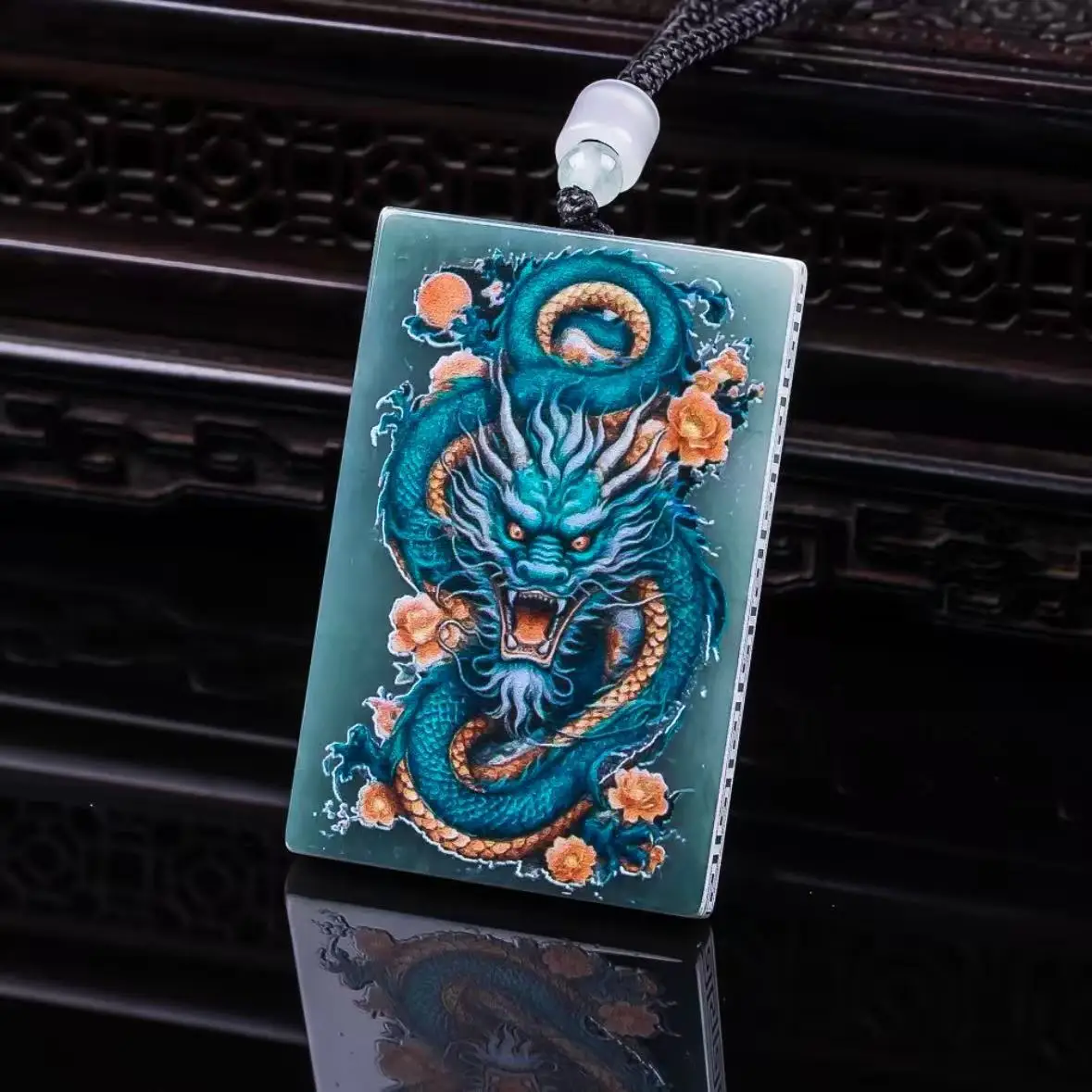 Grade A Natural Myanmar Jadeite Dragon Phoenix Pendant Necklace Luxury Gemstone Designer Charm Vintage Real Jade Gifts for Women