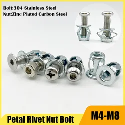 304 Stainless Steel Petal Shape Rivet Nut Screw Bolt Kit Expansion Metal Rivetnut Panel License Plate Clamp Lock Jack Nuts M4-M8