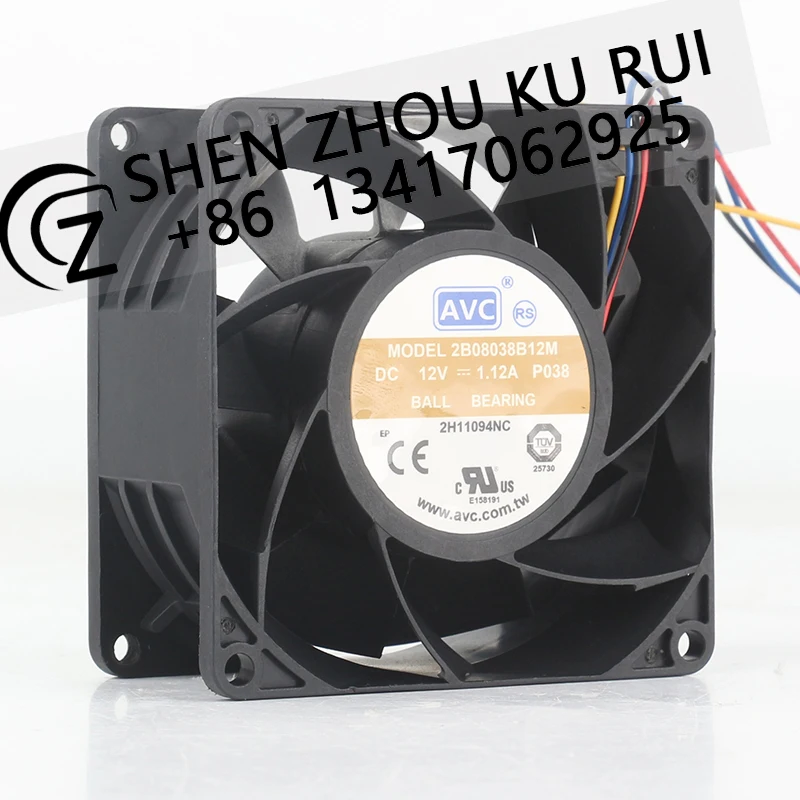 AVC 12V 1.12A AC EC  8CM 8038 80X80X38MM Double ball PWM speed regulation Force Pressurized 2B08038B12M cooling fan