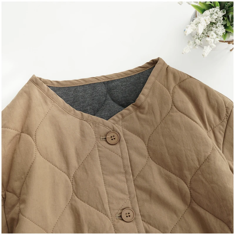 Lightweight Long Sleeved Padded Jacket for Men Women Loose Casual Japanese Retro Single Breasted Clip on Cotton Short Parkas