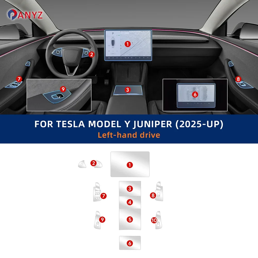 

TPU Interior Protective Film for Tesla Model Y Juniper New Modely 2025 2026 Navigation Screen Anti-Scratch Sticker Accessories