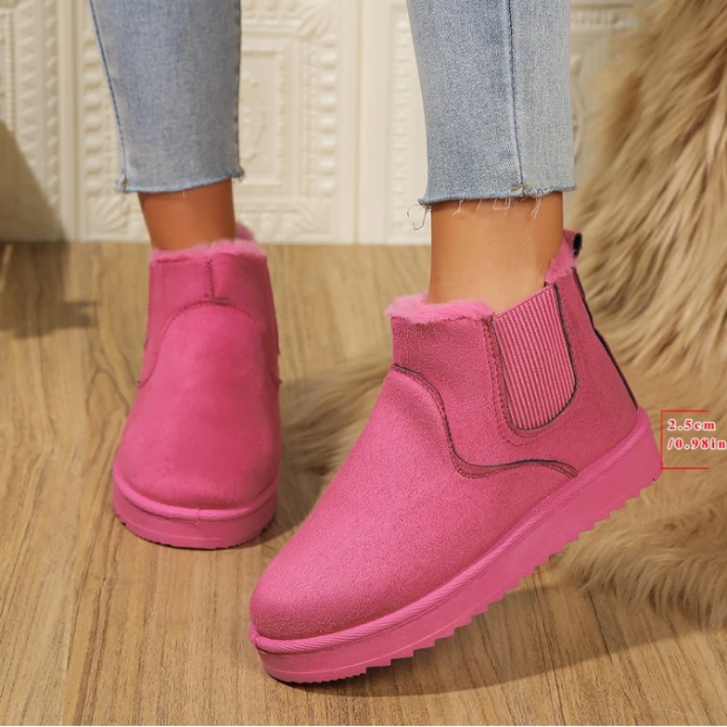 Women Snow Boots Warm Plush Slip-on Solid Plus Size Fashion Female Ankle Boot Ladies Winter Comfortable Women\'s Cotton Shoes NEW