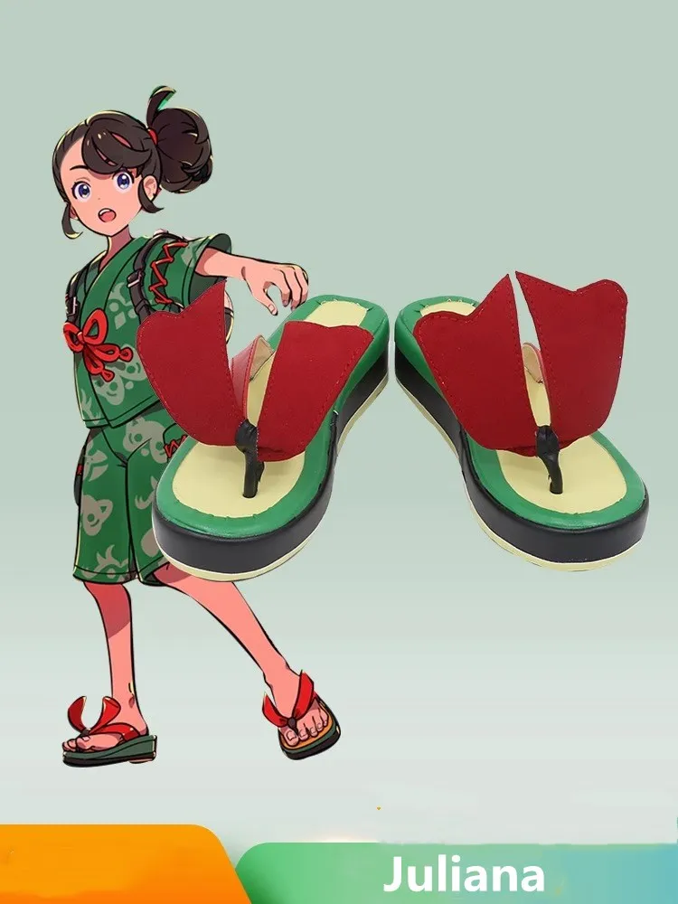 

Pocket Mon Scarlet and Violet THE TEAL MASK Juliana Cosplay Costume Shoes Anime Handmade Faux Leather Slippers