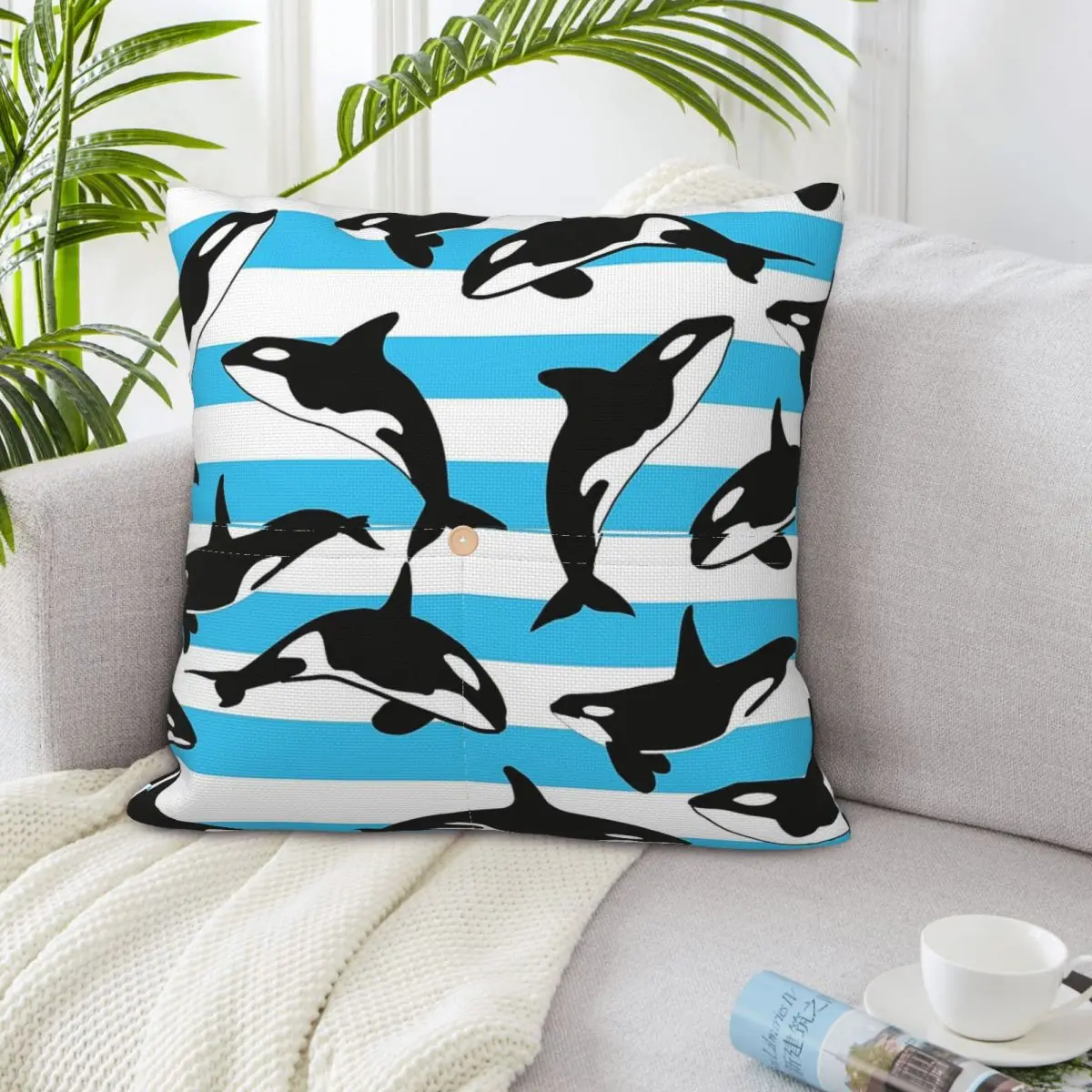 Orca Killer Whale Square Linen Pillowcase Cushion Cover Polyester Decorative Bed Home Comfort Throw Pillow