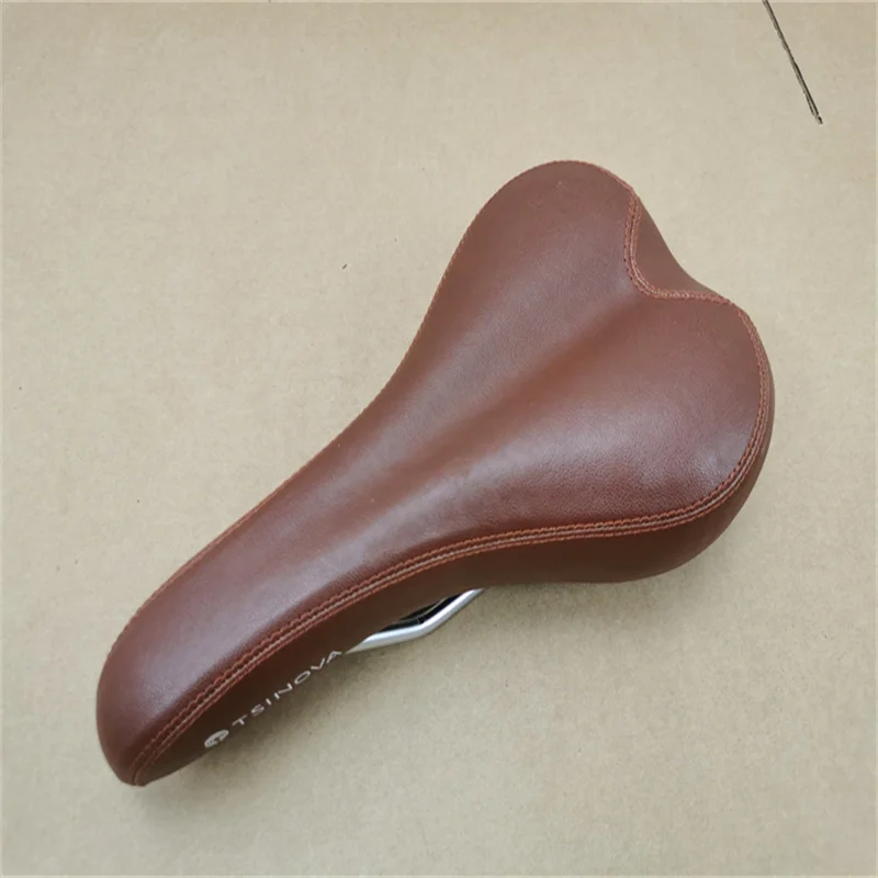 Mountain Bike Seat Cushion, Folding Car Saddle Cushion, Enlarged Thickened, Comfortable, Retro Brown Seat Cushion