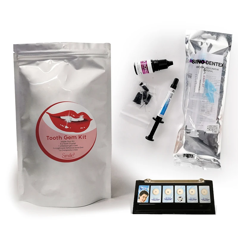 Professional Tooth Gem kit Light Cure Adhesive 37% Etchant Blue Gel composite kit For Salon Beauty Clinic