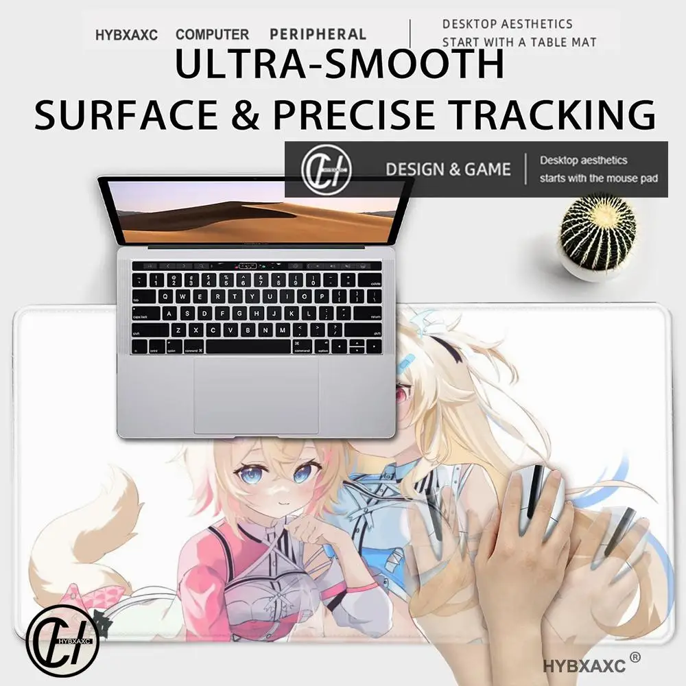 

Oversized Hololive popular virtual artist FUWAMOCO mousepad anime girl game keyboard pad cute lock edge deskmat rubber mouse pad
