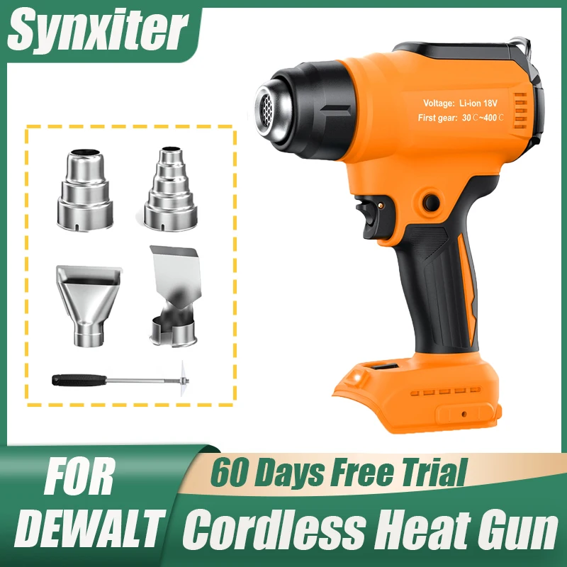 Cordless Heat Gun For Dewalt 18V Battery Wireless Electric Handheld Heat Shrink Gun With Nozzles For Crafts Shrink Wraping