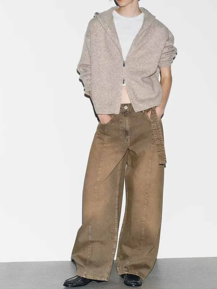 ملابس نسائية على الطراز الأوروبي والأمريكي، موضة جديدة، بسيطة ورجعية، متعددة الاستخدامات، فضفاضة، منخفضة الخصر. #1