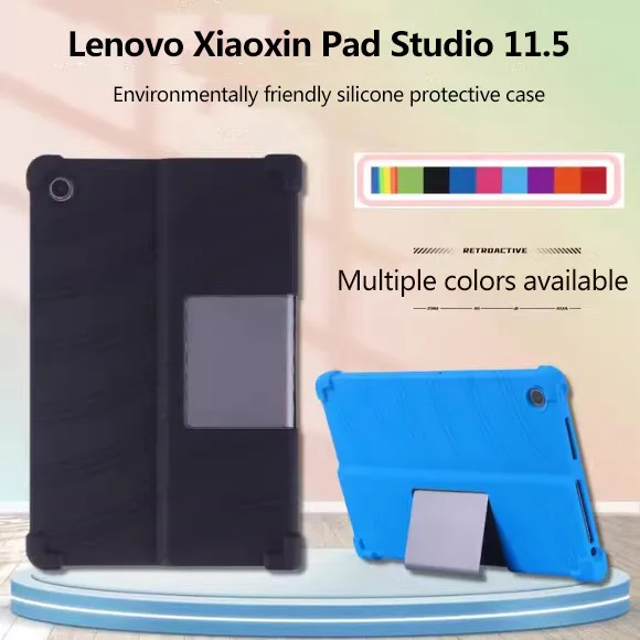 Silicone Anti-fall Case For Lenovo Xiaoxin Pad Studio 11.5 Tab Plus 11.5 inch 2024 Soft Shockproof Ajustable Stand Cover