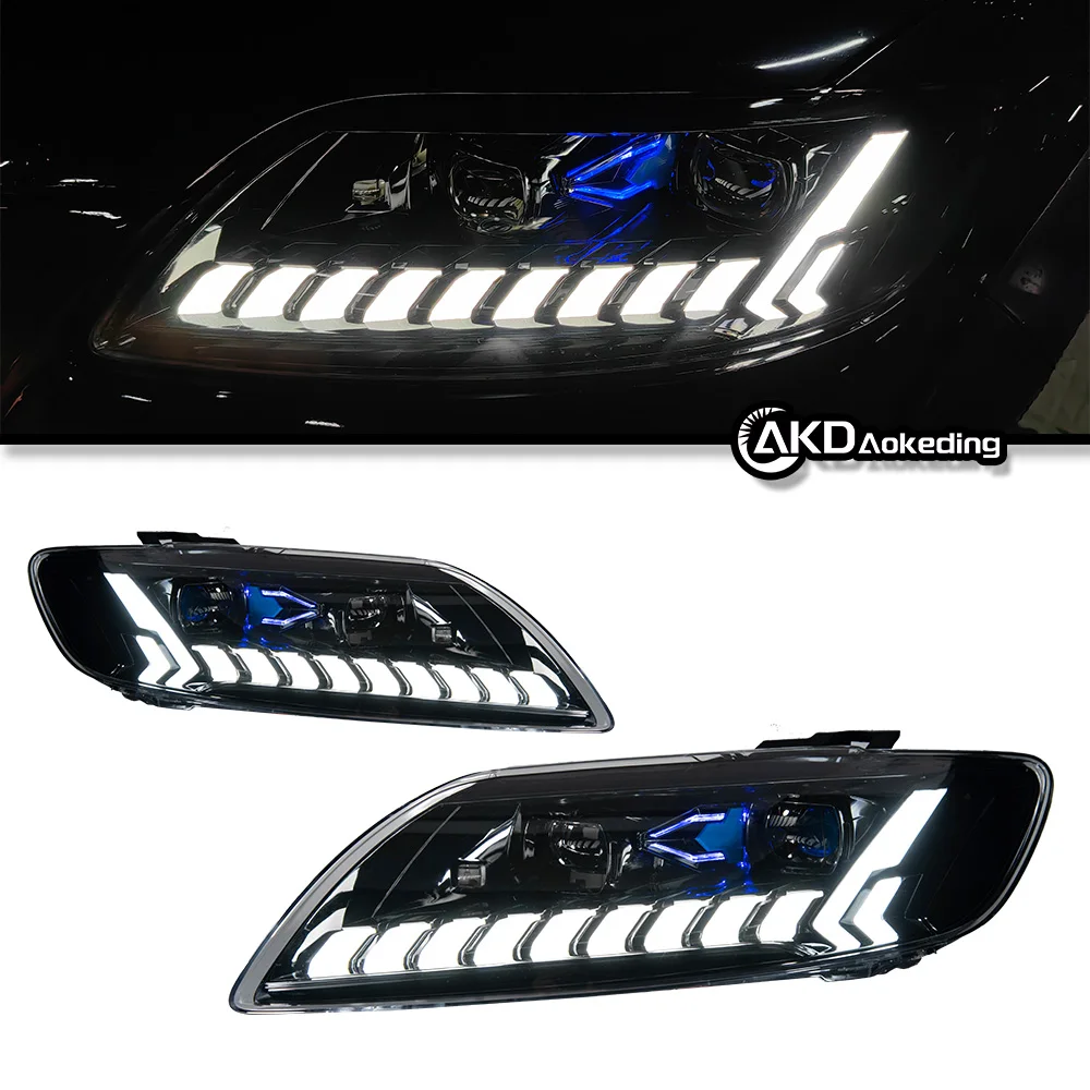 

For Audi Q7 06-15 year headlight assembly upgrade LED laser running water steering daytime running light double lens