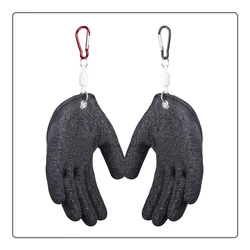 1Pc Non-slip fish catching latex gloves anti-stab anti-puncture waterproof magnetic woven fishing gloves fishing gear supplies