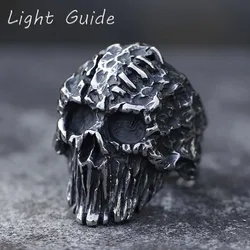 Gothic Punk Satanic Devil Skull Ring Vintage Steampunk Men's Stainless Steel Ring Hiphop Motorcycle Rock Biker Jewelry Wholesale