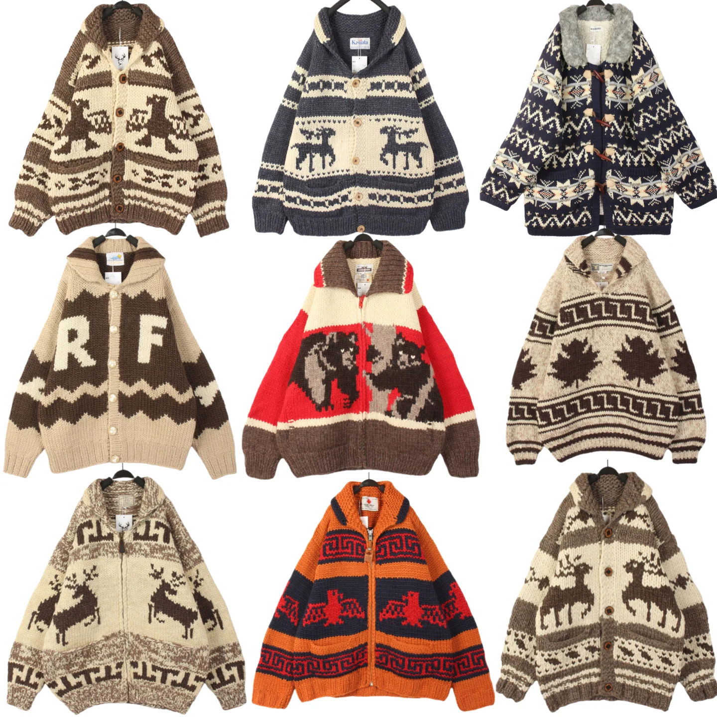 

Vintage Handmade Thickened Super Chunky Knit Sweater Deer Pattern Open Cardigan Coat for Men And Women Nordic Style Long Sleeve