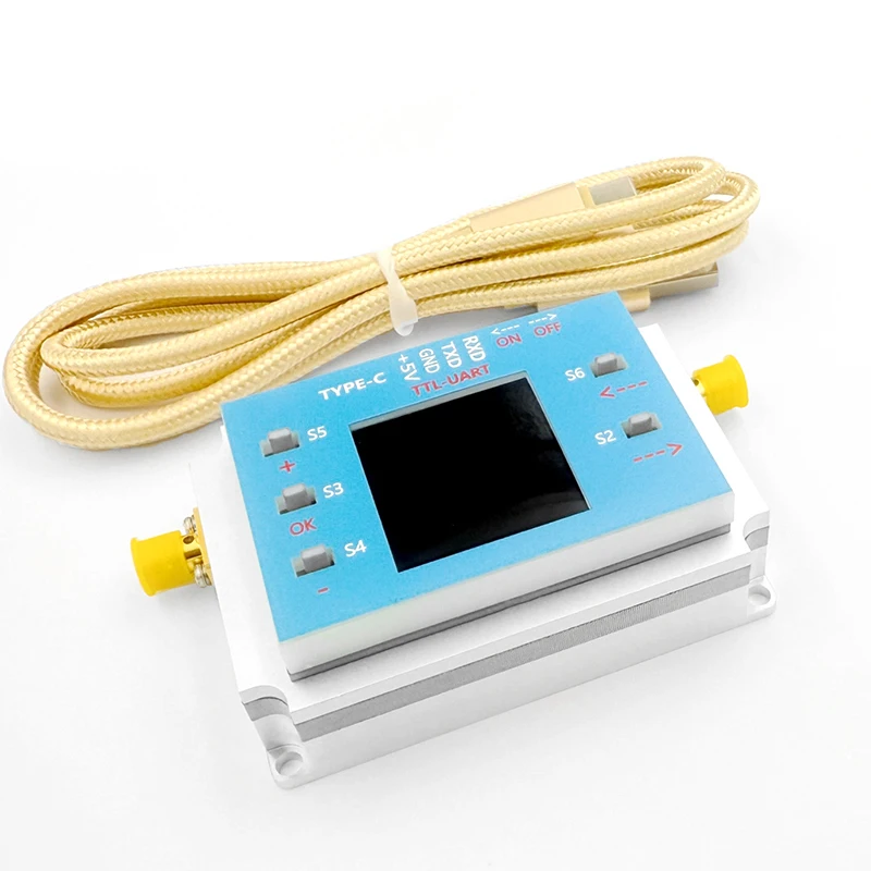 Hochisolierter 3G 6G 8G digitaler programmierbarer Abschwächer 90 dB Schritt 0,25 dB TFT-Display Typ-C-Anschluss mit SMA-Buchse