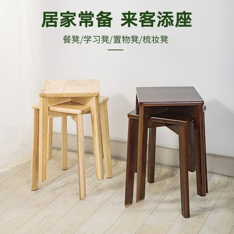 Factory solid wood square household commercial dining table emical antique simple dining stool hotel cheap