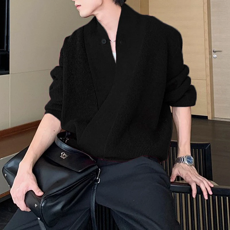 INCERUN Men Cardigan Patchwork Lapel Long Sleeve Knitted Casual Sweaters Men Streetwear 2025 Spring Autumn Fashion Sweater Coats