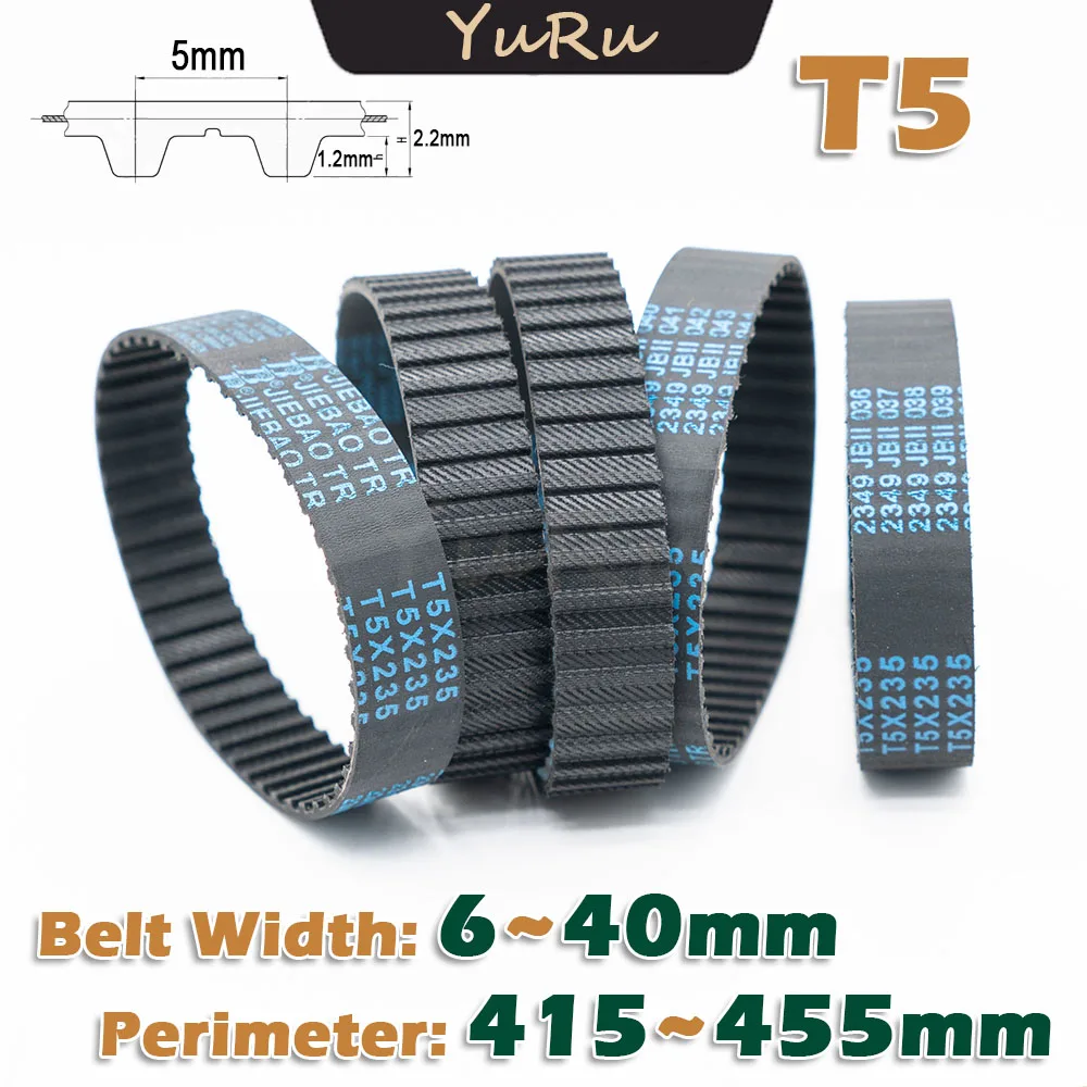 T5 Type Closed Loop Rubber Timing Belt Width 6~40mm Perimeter 415 420 425 430 435 440 445 450 455mm CNC Drive Transmission Belt